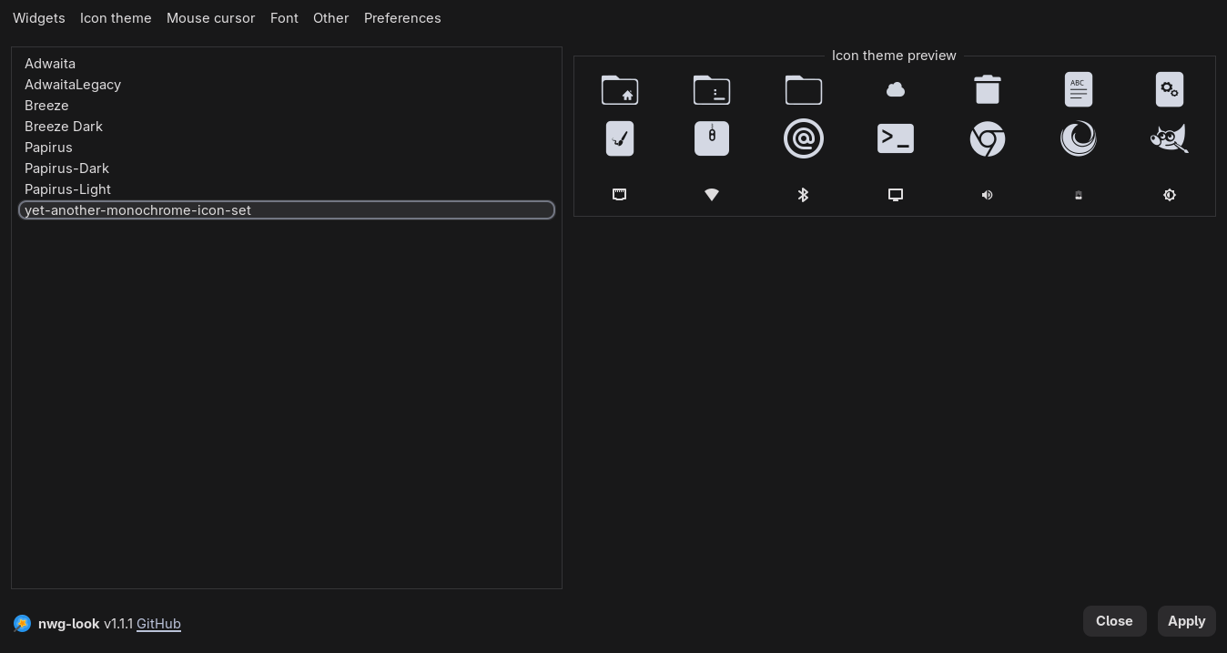Selecting YAMIS in nwg-look
